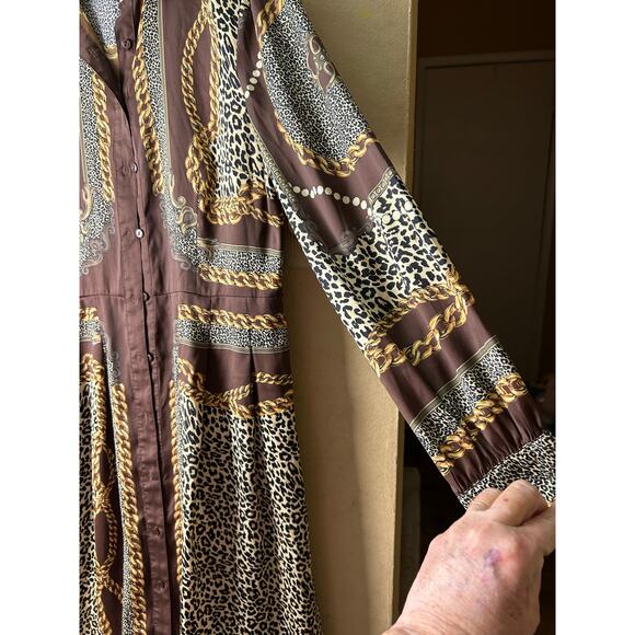 Talbots Animal Print & Chains Dress Earth Tones Size 6‎ - Picture 6 of 9